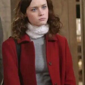 ASO Rory Gilmore Girls Red Wool Pea Coat Women's Sz M Single Breasted London Fog